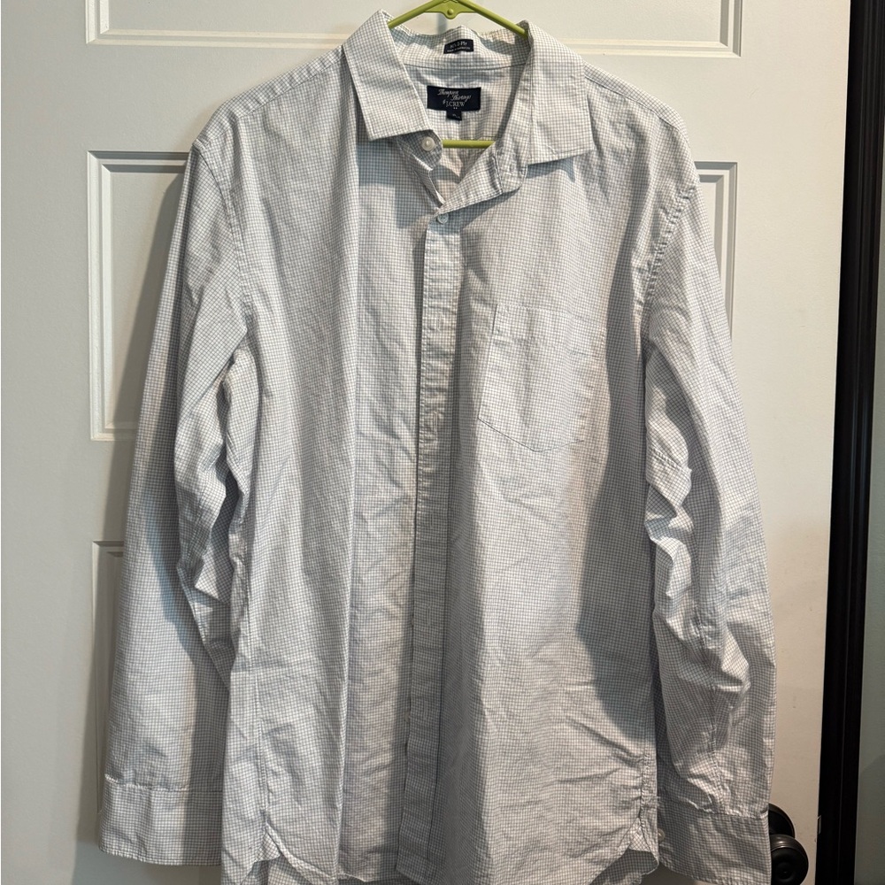 J. Crew Men's White & Gray Shirt